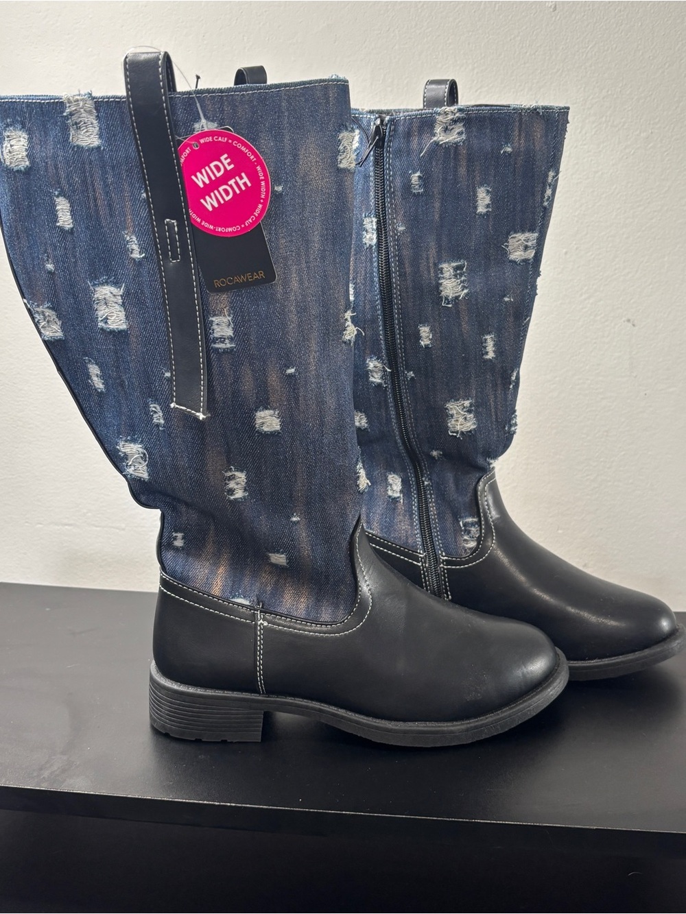 Rocawear distressed mid calf boots, women’s size 8, NWT, indie sleaze, fall